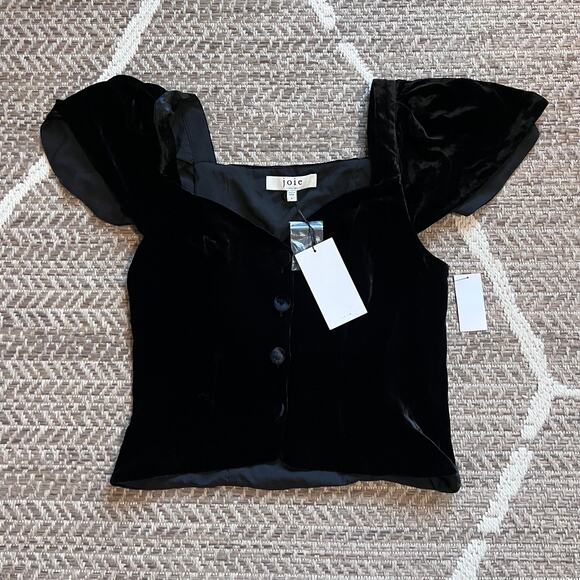 Joie Black Flutter Sleeve Button Up Top Size 6 - Picture 1 of 6